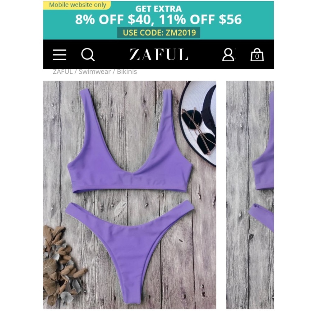 MOVING sale! New purple high cut cheeky bikini set